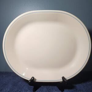Corelle Solid Ivory Color Platter with Blue Stripe 12” x 10” Replacement